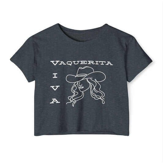Vaquerita Viva Crop Top — Women’s Festival Western Cowgirl Graphic Tee