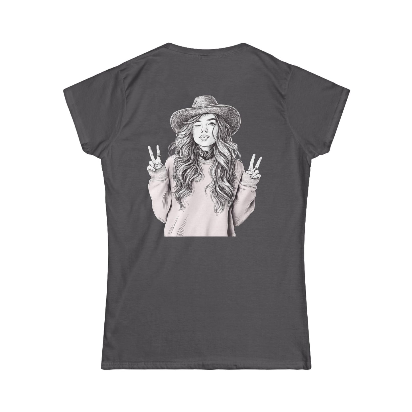 Women's Peace Sign Girl Graphic Tee