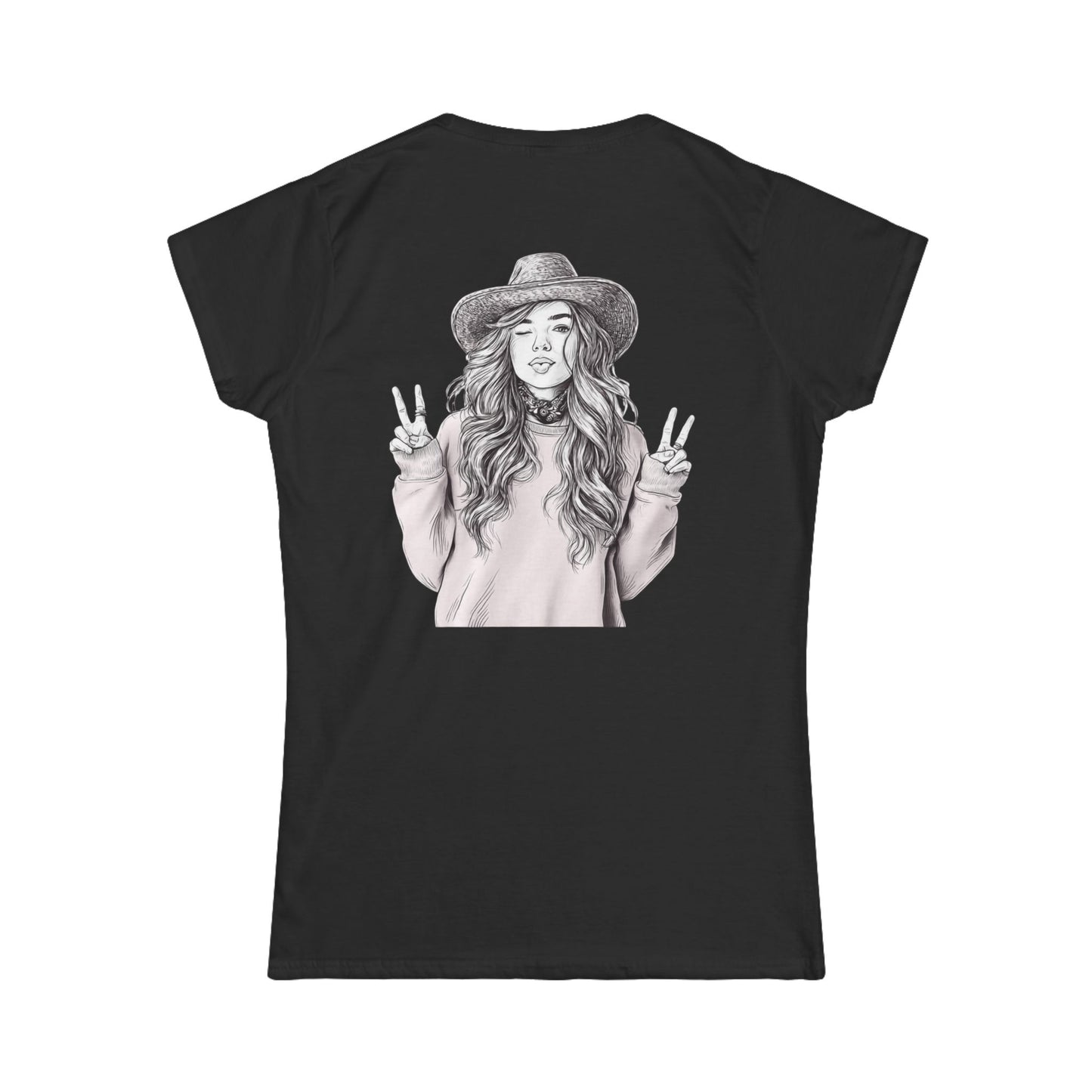 Women's Peace Sign Girl Graphic Tee