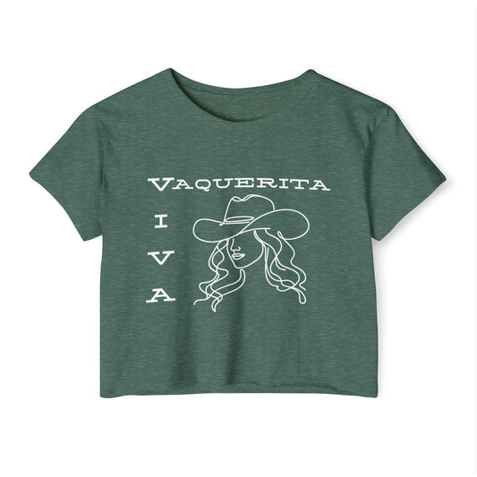 Vaquerita Viva Crop Top — Women’s Festival Western Cowgirl Graphic Tee