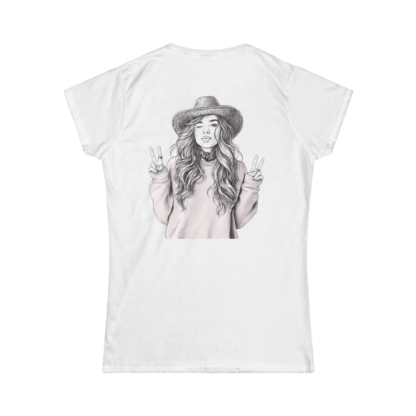 Women's Peace Sign Girl Graphic Tee